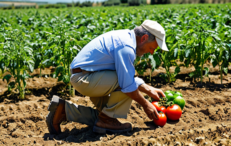 Sustainable Agriculture Consulting**
"A professional agricultural consultant, fully clothed in appropriate field attire (khakis, button-down shirt, work boots), examining a healthy tomato crop in a sun-drenched Spanish field, perfect anatomy, correct proportions, natural pose, safe for work, appropriate content, professional, family-friendly, high quality"
**