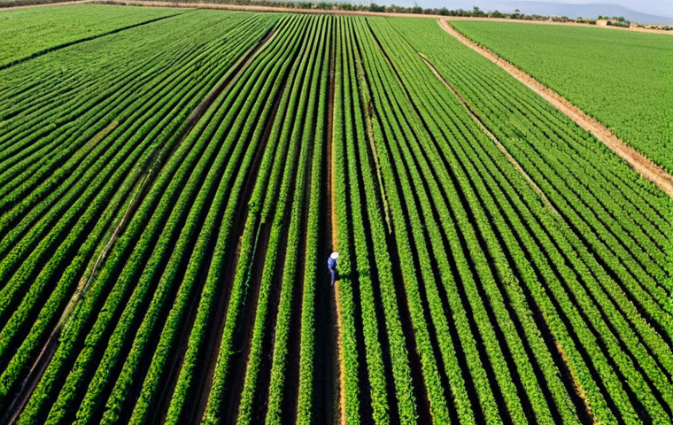 농업환경기술자 업무 개선 사례 - **Prompt:** Aerial view of a lush, green agricultural field in Almer&iacute;a, Spain, equipped with drip ir...