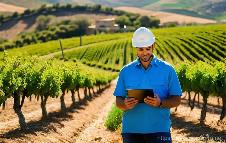 농업환경기술자 자격증 온라인 강의 추천 - **Prompt:** "A vibrant, panoramic view of an innovative agricultural landscape in rural Andalusia, S...