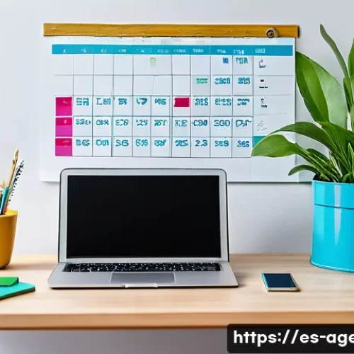 Home 33 농업환경기술자 필기 시험 고득점 비법 - A modern, well-organized study desk in a bright room with natural light, featuring a detailed daily ...